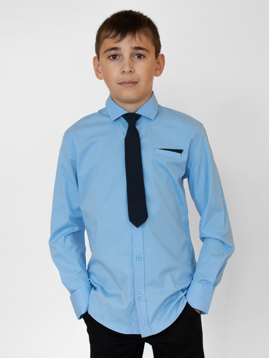 Модель:938 рубашка для мальчика с 10 до 16 лет 4шт в упаковке цвет голубой